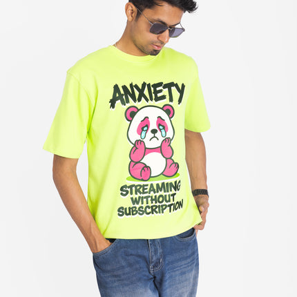 RReflekt - Unisex Anxiety Graphic Printed Oversized T-Shirt