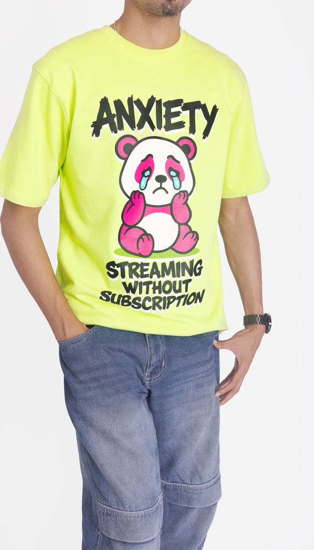 RReflekt - Unisex Anxiety Graphic Printed Oversized T-Shirt