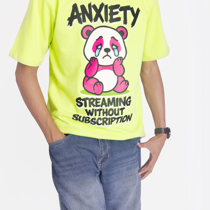 RReflekt - Unisex Anxiety Graphic Printed Oversized T-Shirt