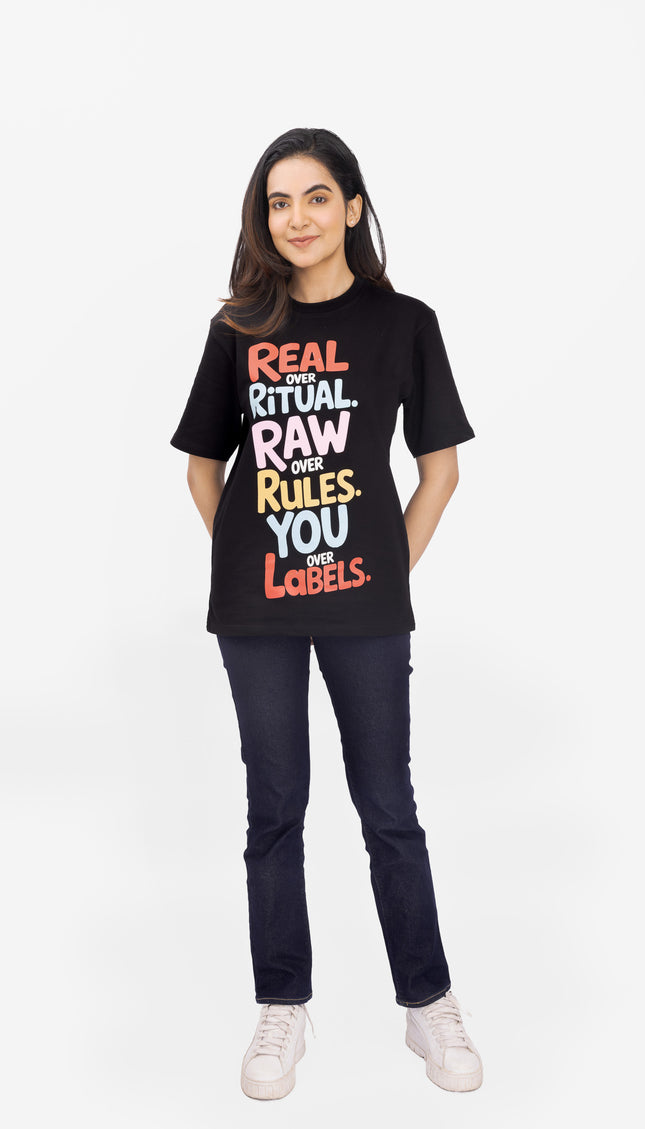 RReflekt - Unisex REAL. RAW. YOU. Graphic Printed Oversized T-Shirt