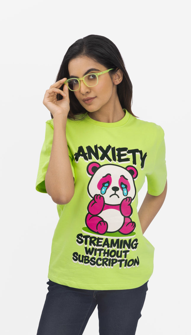 RReflekt - Unisex Anxiety Graphic Printed Oversized T-Shirt