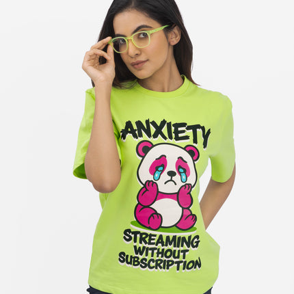 RReflekt - Unisex Anxiety Graphic Printed Oversized T-Shirt
