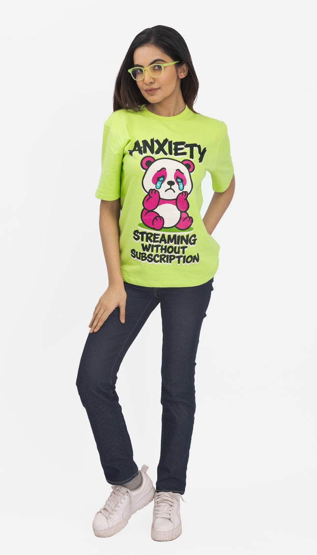 RReflekt - Unisex Anxiety Graphic Printed Oversized T-Shirt
