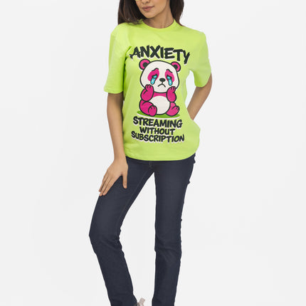 RReflekt - Unisex Anxiety Graphic Printed Oversized T-Shirt