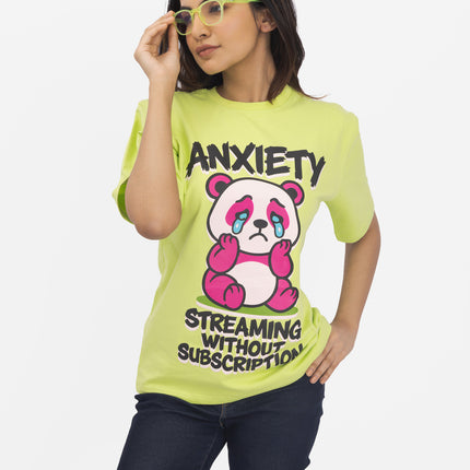 RReflekt - Unisex Anxiety Graphic Printed Oversized T-Shirt