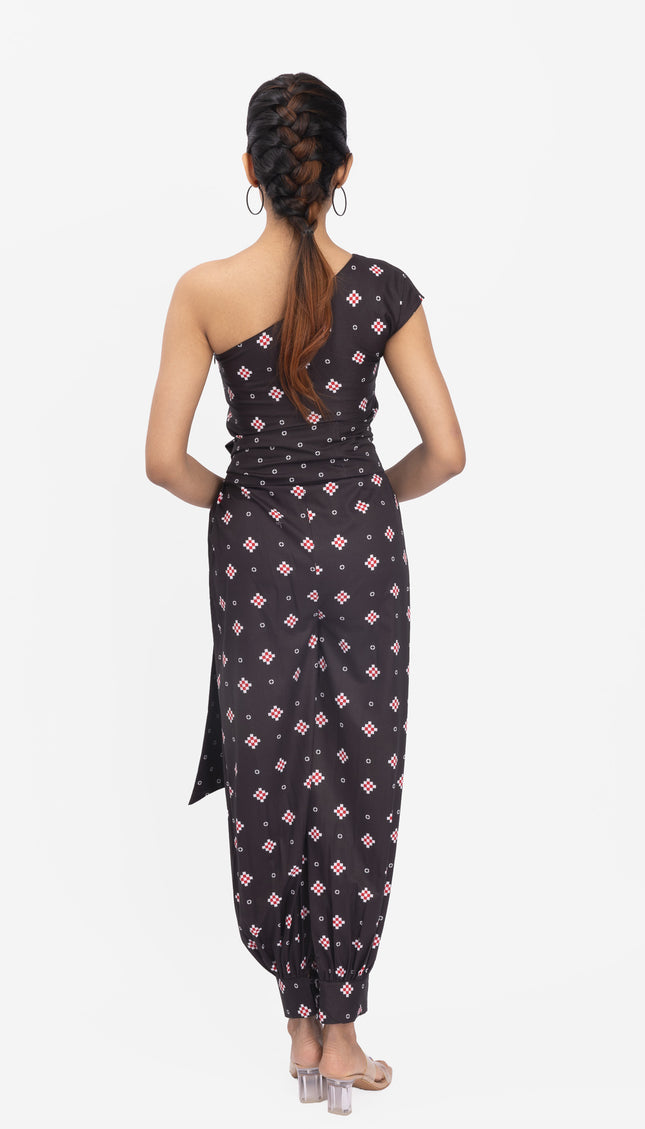 NYRA One-Shoulder Drape Jumpsuit