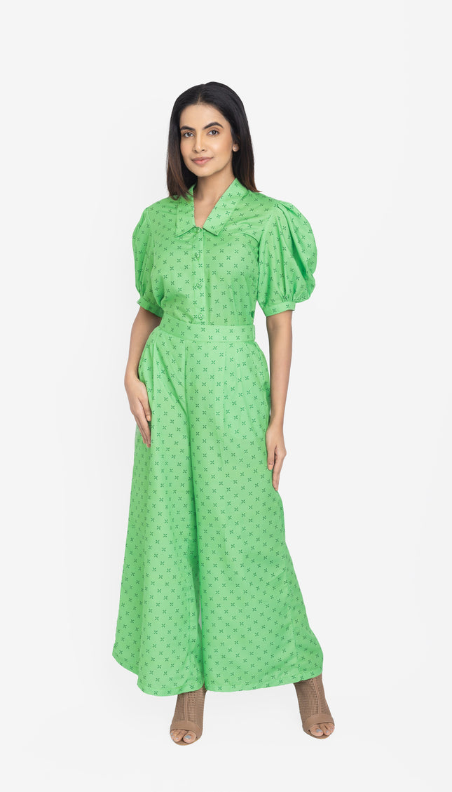 Mint Cross-Print Balloon Co-ord Set