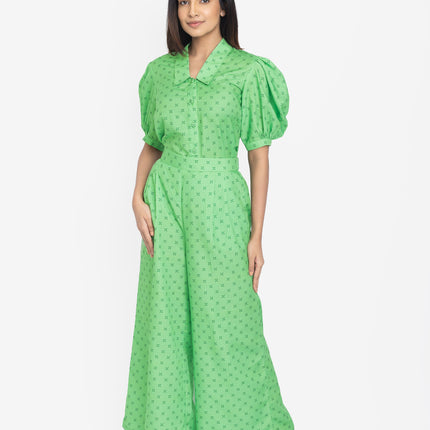 Mint Cross-Print Balloon Co-ord Set