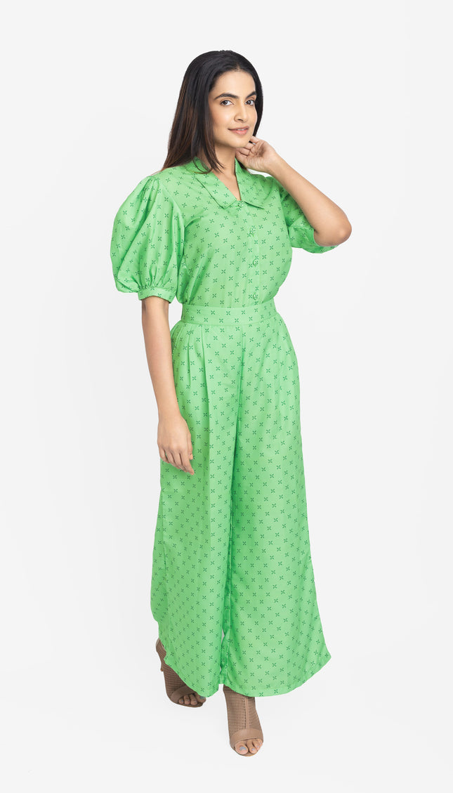 Mint Cross-Print Balloon Co-ord Set