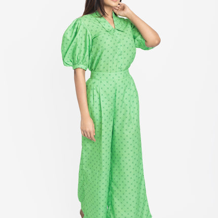 Mint Cross-Print Balloon Co-ord Set